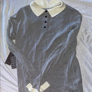 Gray collared sweater dress